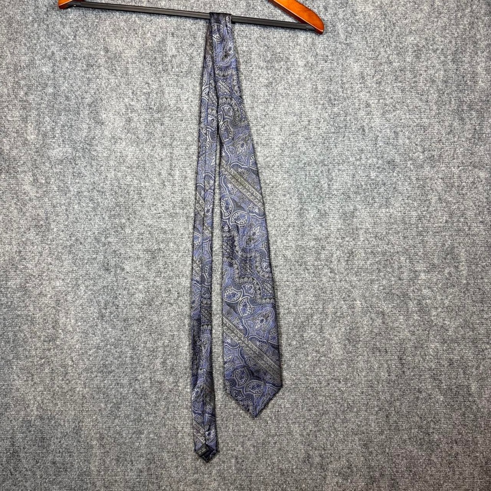 Adolfo Mens Blue Gray Paisley Silk Tie Preppy Necktie RN 94964